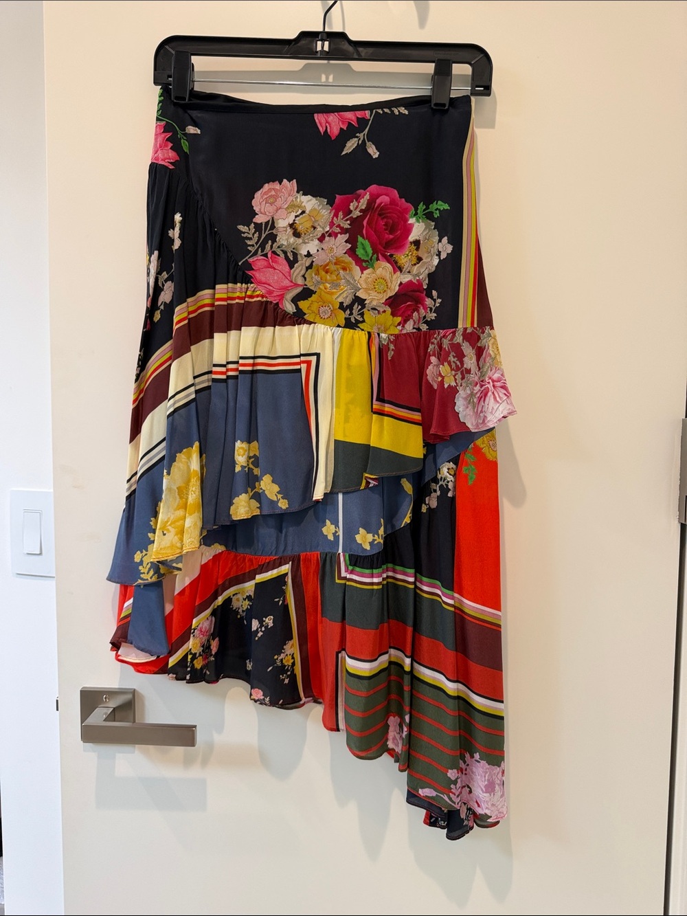 Floral Patchwork High-Low Skirt - Multicolor